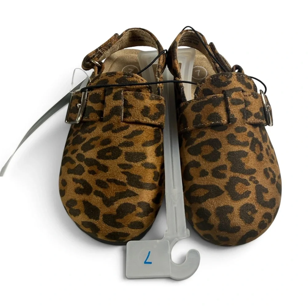 Cat & Jack Toddler Leopard Print Clogs Buckle Slingback Shoes Brown Berlin 7